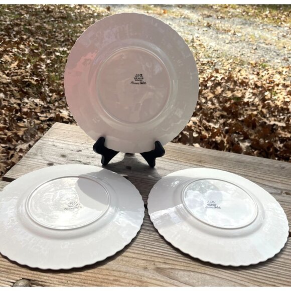 J&G Meakin Chatsworth Ironstone Dinner Plates Set Of 3 Vintage White Ribbed Desi - Picture 2 of 15